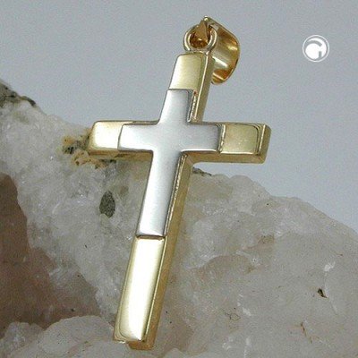 Anhänger Kreuz bicolor 375 Gold