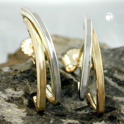 Ohrstecker bicolor rhodiniert 375 Gold