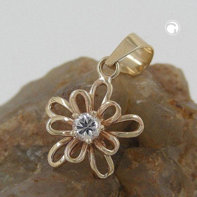 Anhänger Blume mit Zirkonia 375 Gold