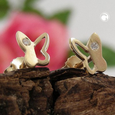 Ohrstecker Schmetterling Zirkonia 375 Gold