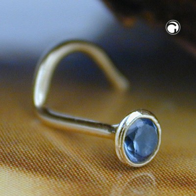 Nasenstecker Zirkonia aqua 750 Gold