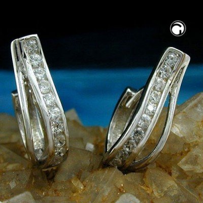 Creolen Ohrringe Klappscharnier 375 Weißgold