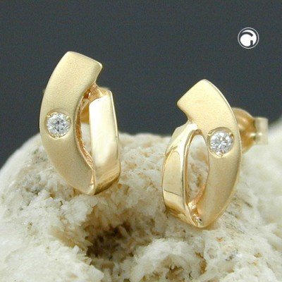 Ohrstecker matt-glänzend Zirkonia 375 Gold