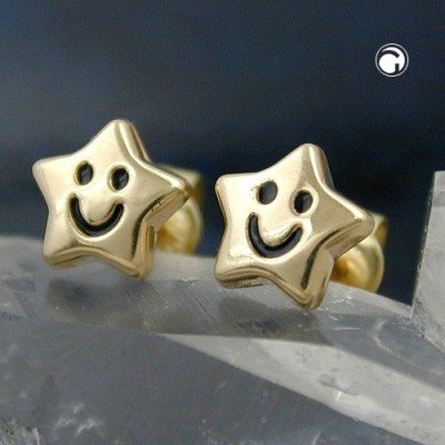 Ohrstecker Stern mit Gesicht 375 Gold