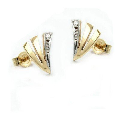 Stecker bicolor Zirkonia 375 Gold