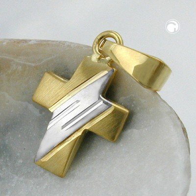 Anhänger Kreuz bicolor 585 Gold