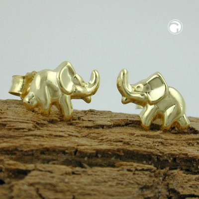 Ohrstecker Elefant glänzend 375 Gold