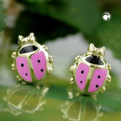 Ohrstecker Marienkäfer rosa 375 Gold