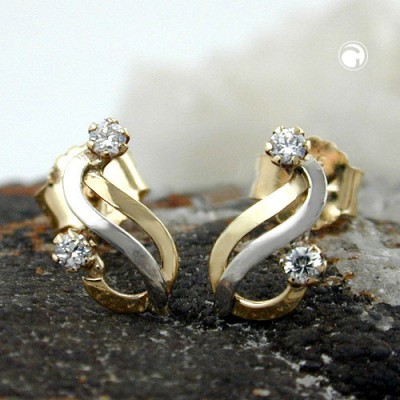 Ohrstecker bicolor Zirkonia 375 Gold