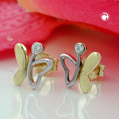 Ohrstecker Schmetterling 375 Gelbgold