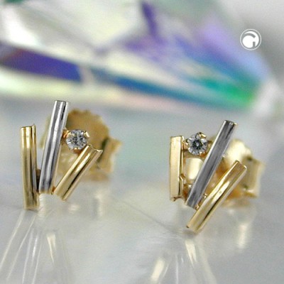 Ohrstecker bicolor Zirkonia 375 Gold