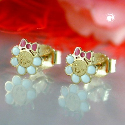 Ohrstecker Blume mit Gesicht 375 Gold