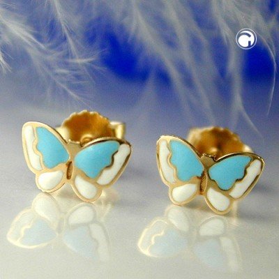 Ohrstecker Schmetterling blau 375 Gold