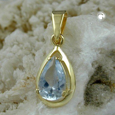 Anhänger Tropfen aqua 375 Gold