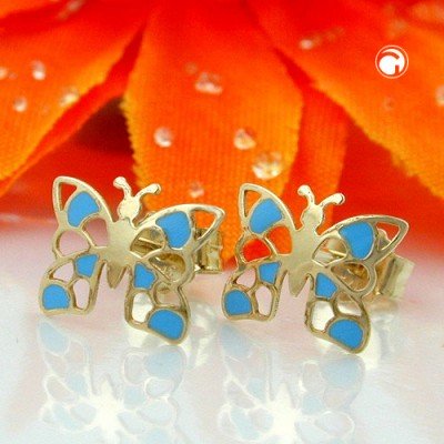 Ohrstecker Schmetterling blau 375 Gold