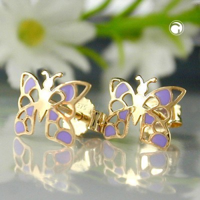 Ohrstecker Schmetterling lila 375 Gold