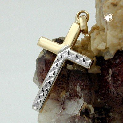 Anhänger Kreuz bicolor 375 Gold