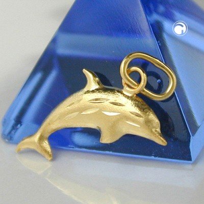 Anhänger Delfin matt 333 Gelbgold