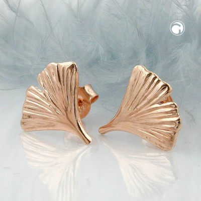 Ohrstecker 12mm Ginkgoblatt 375 Rotgold