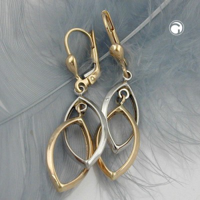 Ohrring 2 Ovale bicolor 375 Gelbgold