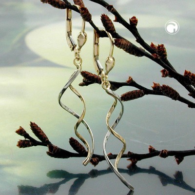 Ohrring 2 Spiralen bicolor 375 Gold