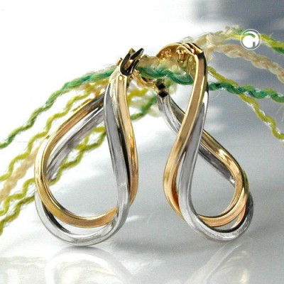 Creolen Ohrringe bicolor 375 Gelbgold