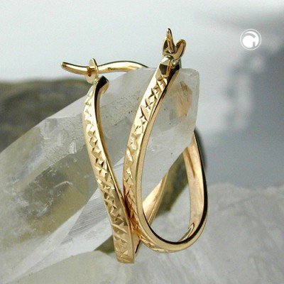Creolen Ohrringe oval diamantiert 375 Gold