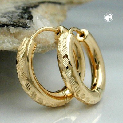 Creolen Ohrringe rund diamantiert 375 Gold