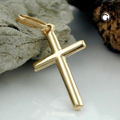 Anhänger Kreuz glänzend 375 Gelbgold