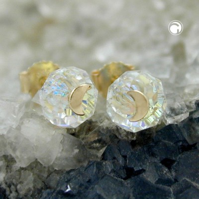 Ohrstecker Glas-krist-weiß Mond 585 Gold
