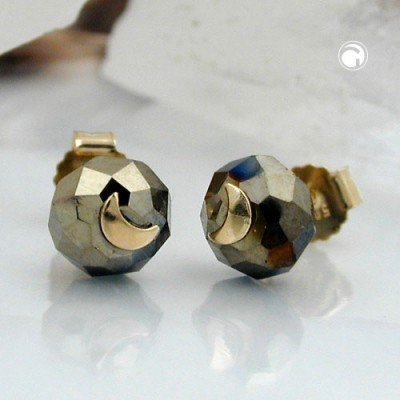 Ohrstecker schwarz-ton Mond 585 Gold