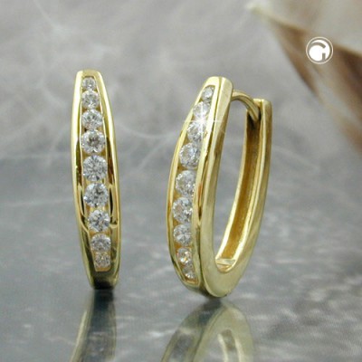 Creolen Ohrringe Klappscharnier Zirkonia 375 Gold