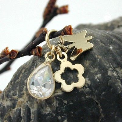 Anhänger Blume Zirkonia 375 Gold