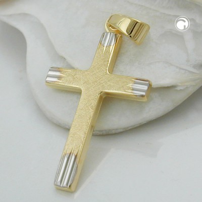 Anhänger Kreuz bicolor 375 Gold