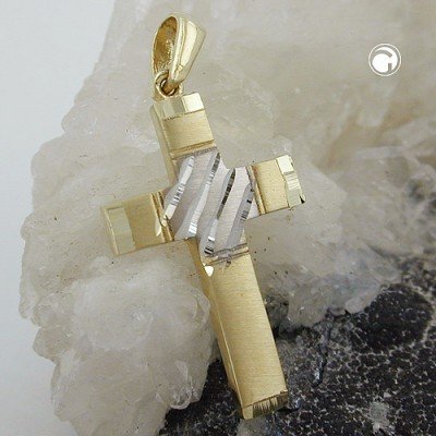 Anhänger Kreuz bicolor 375 Gold