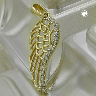 Anhänger Engelsflügel Zirkonia 375 Gold