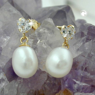 Ohrstecker mit Perle Zirkonia 375 Gold