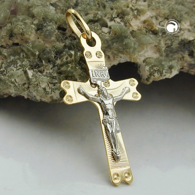 Anhänger Kreuz mit Jesus 375 Gold