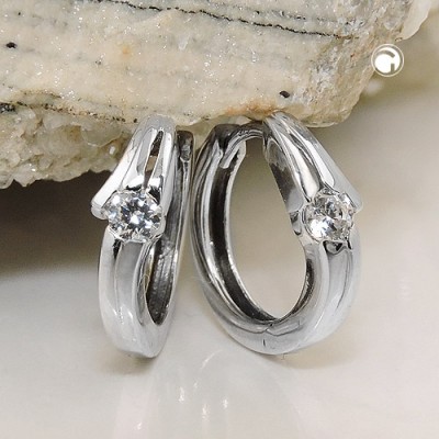 Creolen Ohrringe Zirkonia 375 Weißgold