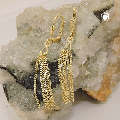 Ohrring mit 5 Panzerkettchen 333 Gelbgold
