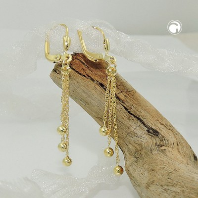 Ohrring 3 Kettchen mit Kugel 333 Gelbgold