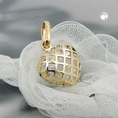 Anhänger Herz mit Zirkonia 375 Gold