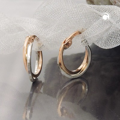 Creolen Ohrringe bicolor 375 Rotgold-Weißgold