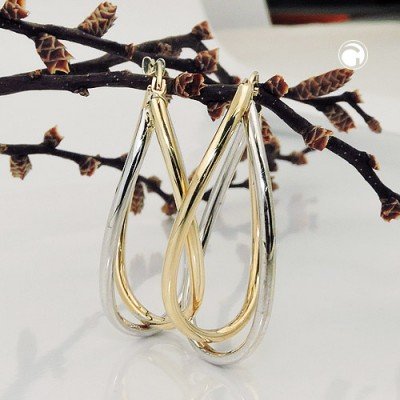 Creolen Ohrringe bicolor durchlegiert 375 Gelbgold