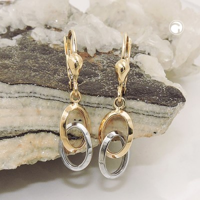 Ohrring bicolor durchlegiert 375 Gold