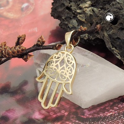 Anhänger Schutzsymbol Hand 375 Gold