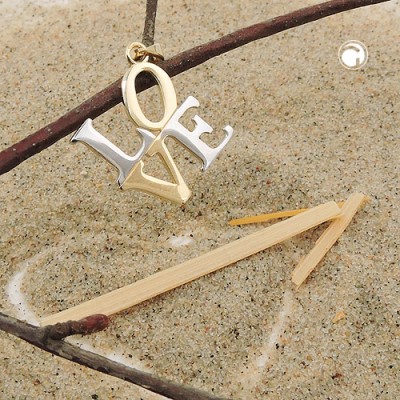 Anhänger LOVE bicolor 375 Gold