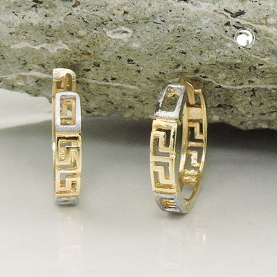 Creolen Ohrringe bicolor rhodiniert 375 Gold