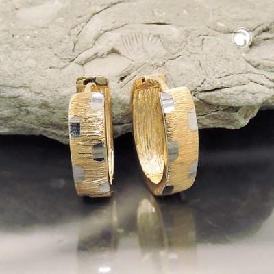 Creolen Ohrringe bicolor diamantiert 375 Gold