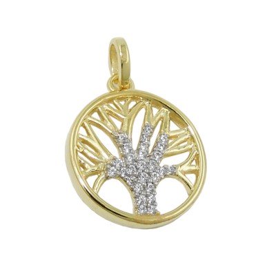 Anhänger Baum des Lebens mit Zirkonias 375 Gold